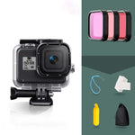 Vỏ bảo vệ chống nước 45m cho GoPro HERO8 Black kèm khóa, giá đỡ cơ bản & ốc vít & bộ lọc (Tím, Đỏ, Hồng) & tay cầm phao nổi & dây đeo & miếng chèn chống mờ, Vỏ HERO8 màu đen + Bộ lọc