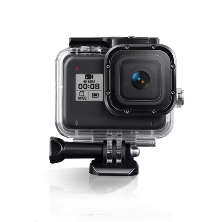 Vỏ bảo vệ chống nước 45m cho GoPro HERO8 Black kèm khóa, giá đỡ cơ bản & ốc vít & bộ lọc (Tím, Đỏ, Hồng) & tay cầm phao nổi & dây đeo & miếng chèn chống mờ, Vỏ HERO8 màu đen + Bộ lọc