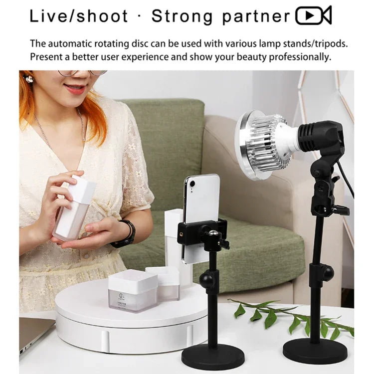 Giá đỡ quay video xoay điện 30cm, tải trọng 100kg, phích cắm US, 30cm, phích cắm US