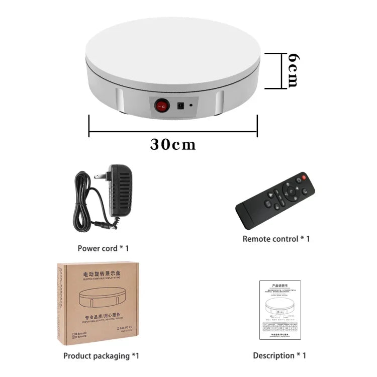 Giá đỡ quay video xoay điện 30cm, tải trọng 100kg, phích cắm US, 30cm, phích cắm US