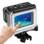 Vỏ bảo vệ chống nước 30m PC & ABS cho GoPro HERO5 kèm nắp lưng cảm ứng, khóa, giá đỡ cơ bản & ốc dài, Kích thước nắp lưng: 7 x 6 cm, Vỏ bảo vệ