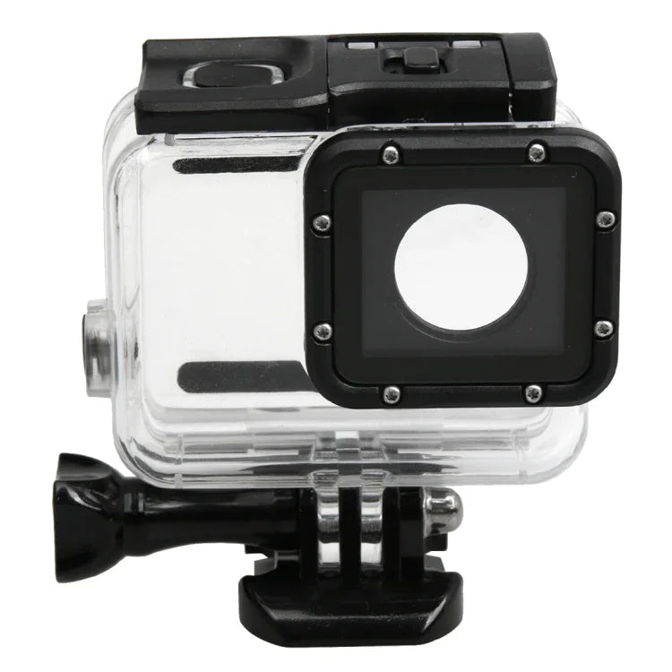 Vỏ bảo vệ chống nước 30m PC & ABS cho GoPro HERO5 kèm nắp lưng cảm ứng, khóa, giá đỡ cơ bản & ốc dài, Kích thước nắp lưng: 7 x 6 cm, Vỏ bảo vệ