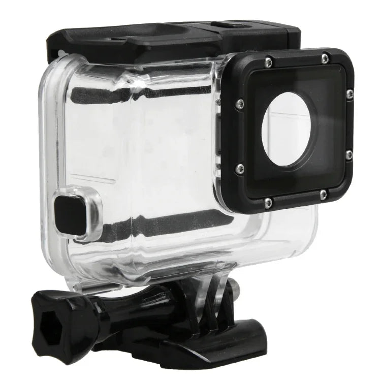 Vỏ bảo vệ chống nước 30m PC & ABS cho GoPro HERO5 kèm nắp lưng cảm ứng, khóa, giá đỡ cơ bản & ốc dài, Kích thước nắp lưng: 7 x 6 cm, Vỏ bảo vệ