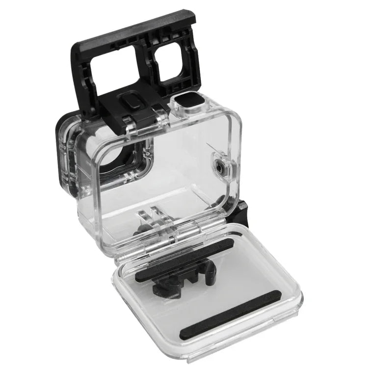 Vỏ bảo vệ chống nước 30m PC & ABS cho GoPro HERO5 kèm nắp lưng cảm ứng, khóa, giá đỡ cơ bản & ốc dài, Kích thước nắp lưng: 7 x 6 cm, Vỏ bảo vệ