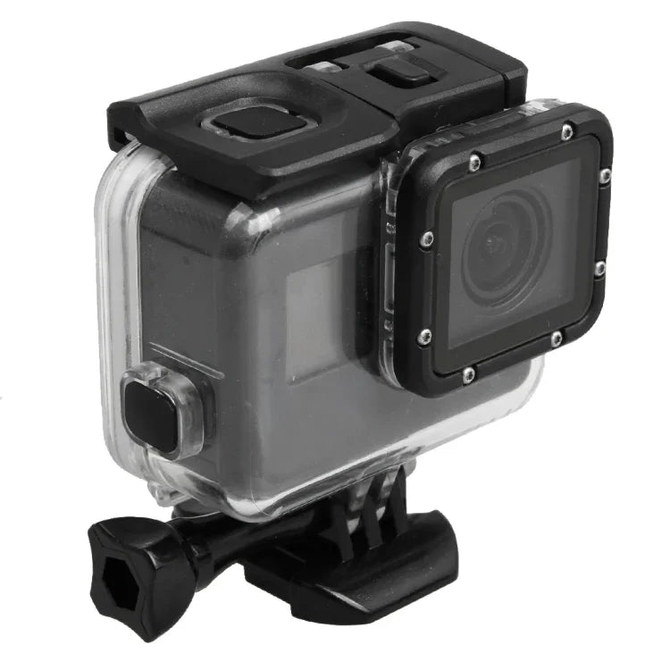 Vỏ bảo vệ chống nước 30m PC & ABS cho GoPro HERO5 kèm nắp lưng cảm ứng, khóa, giá đỡ cơ bản & ốc dài, Kích thước nắp lưng: 7 x 6 cm, Vỏ bảo vệ