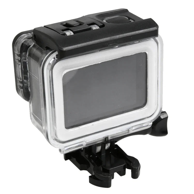 Vỏ bảo vệ chống nước 30m PC & ABS cho GoPro HERO5 kèm nắp lưng cảm ứng, khóa, giá đỡ cơ bản & ốc dài, Kích thước nắp lưng: 7 x 6 cm, Vỏ bảo vệ
