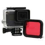 Vỏ bảo vệ chống nước 30m PC & ABS cho GoPro HERO5 + filter vuông đỏ cho ống kính kèm khóa gắn cơ bản & vít dài & dây đeo tay chống mất, Vỏ bảo vệ + Filter