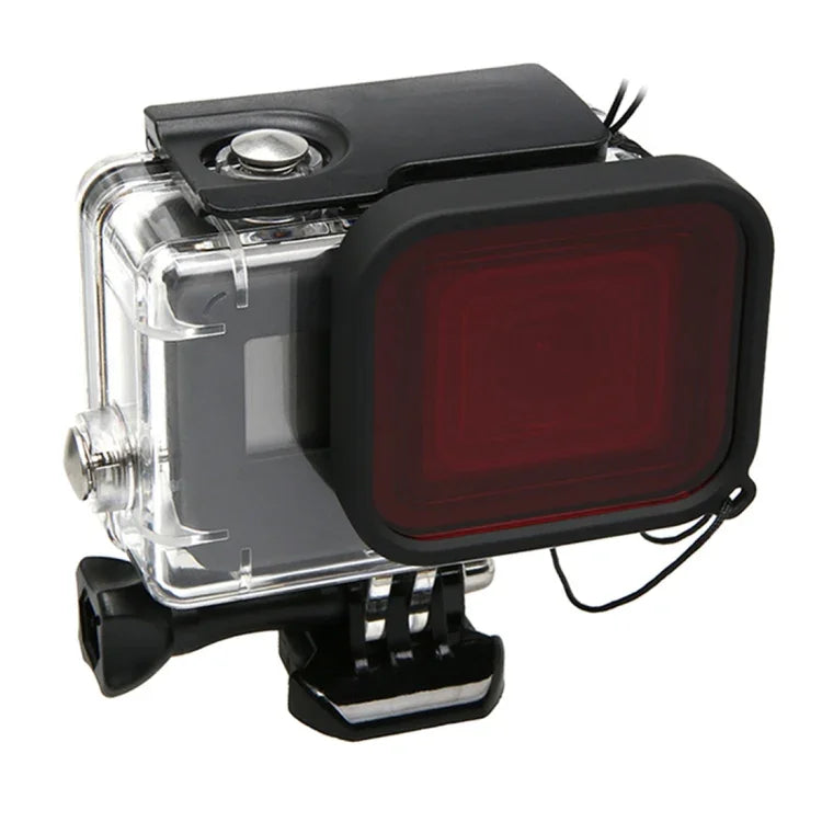 Vỏ bảo vệ chống nước 30m PC & ABS cho GoPro HERO5 + filter vuông đỏ cho ống kính kèm khóa gắn cơ bản & vít dài & dây đeo tay chống mất, Vỏ bảo vệ + Filter