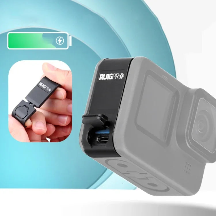 Nắp che cổng pin bằng hợp kim nhôm RUIGPRO cho GoPro HERO10 Black / HERO9 Black, Nắp bên hợp kim nhôm
