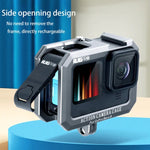 RUIGPRO Khung Bảo Vệ Viền Kim Loại Cho GoPro HERO10 Black / HERO9 Black với Đế Giày Đôi, Màu Bạc Xám