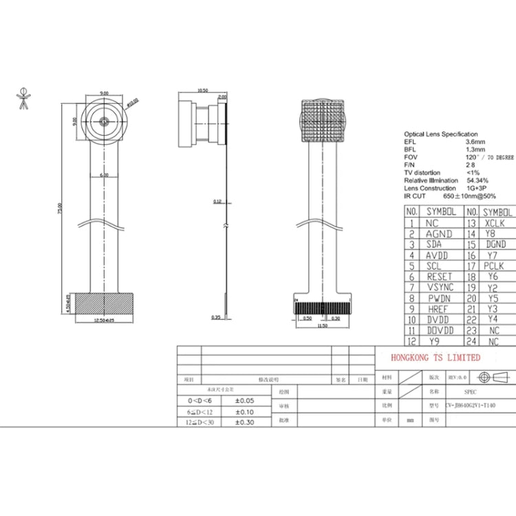 Module camera ống kính đơn tiêu chuẩn mở rộng TTGO OV2640 cho T-Camera Plus ESP32-DOWDQ6 8MB SPRAM, ống kính đơn tiêu chuẩn mở rộng