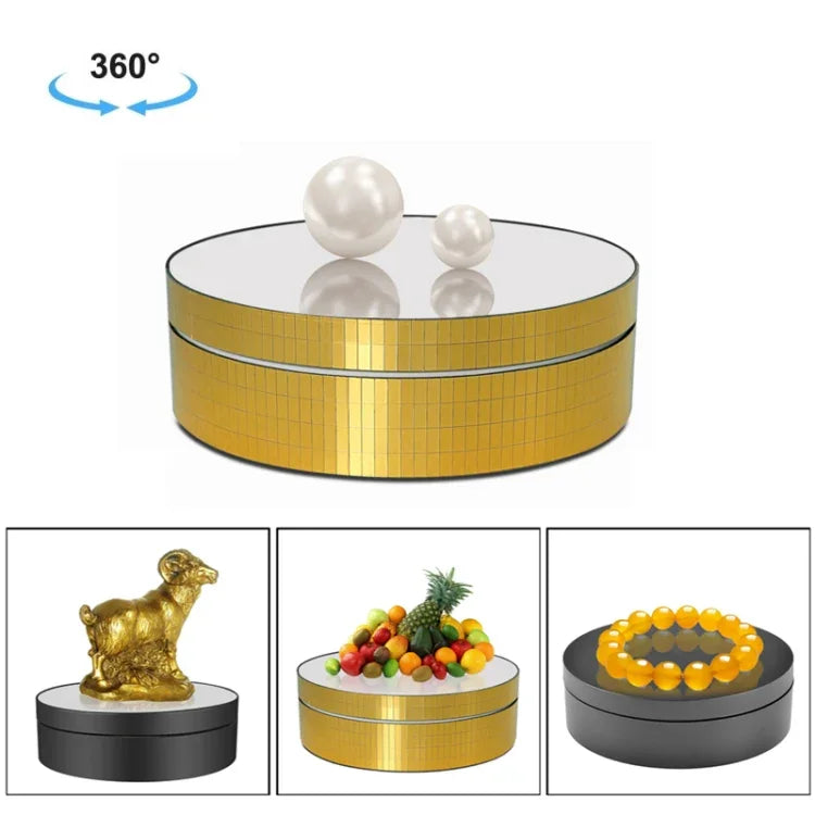Gương xoay 360 độ 12cm, Giá đỡ trưng bày điện tử, Đạo cụ quay video, Tải trọng: 3kg, Gương sequin vàng 12cm, Gương sequin bạc 12cm