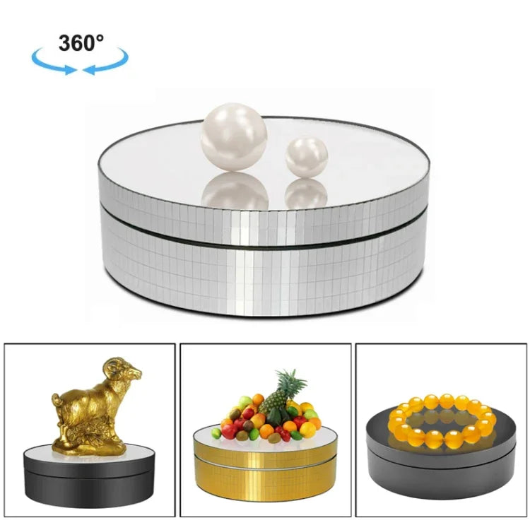 Gương xoay 360 độ 12cm, Giá đỡ trưng bày điện tử, Đạo cụ quay video, Tải trọng: 3kg, Gương sequin vàng 12cm, Gương sequin bạc 12cm