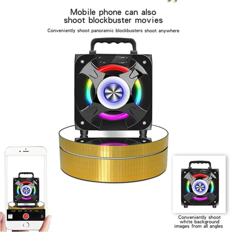 Gương xoay 360 độ 12cm, Giá đỡ trưng bày điện tử, Đạo cụ quay video, Tải trọng: 3kg, Gương sequin vàng 12cm, Gương sequin bạc 12cm