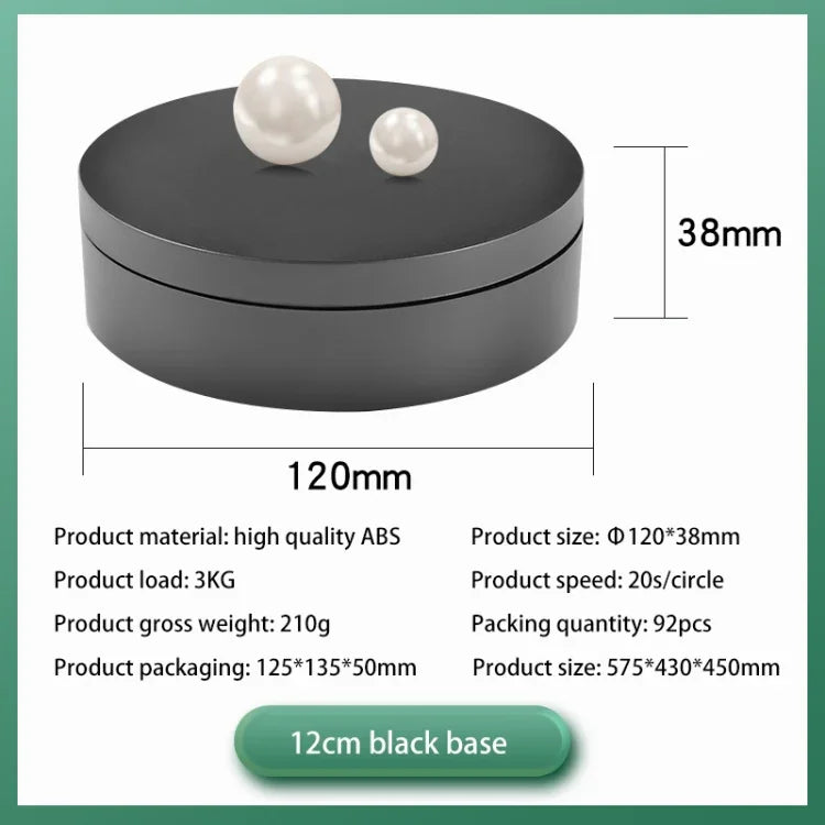 Gương xoay 360 độ 12cm, Giá đỡ trưng bày điện tử mờ, Đạo cụ quay video, Tải trọng: 3kg, Mờ đen 12cm, Mờ trắng 12cm