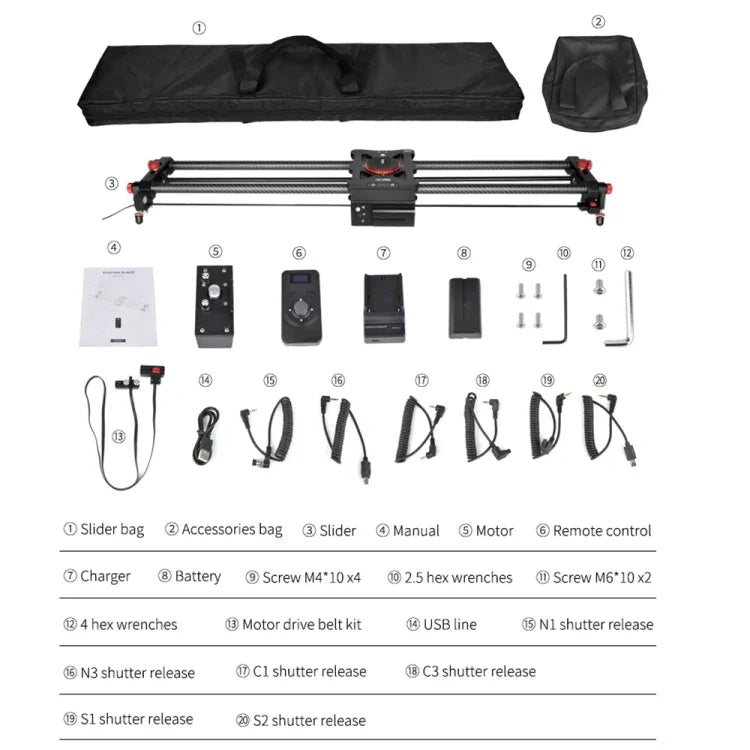 Thanh Trượt Điện YELANGU L80TC 80cm Với Điều Khiển Từ Xa 2.4GHz Cho Máy Ảnh SLR / Máy Quay Phim, L80TC 80cm