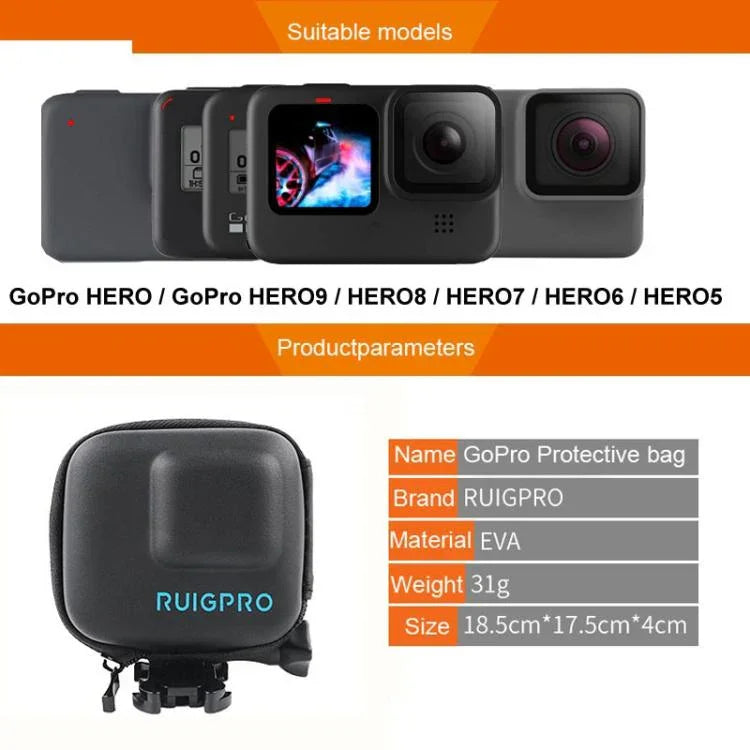 Hộp Bảo Vệ Lưu Trữ EVA Siêu Nhỏ RUIGPRO cho GoPro Hero11 Black / HERO10 Black / HERO9 Black / HERO8 Black /7 /6 /5, Dành cho GoPro HERO7 /6 /5