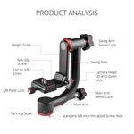 Đầu chân máy gimbal ngang 360 độ YELANGU A201 cho máy ảnh DV và SLR, A201