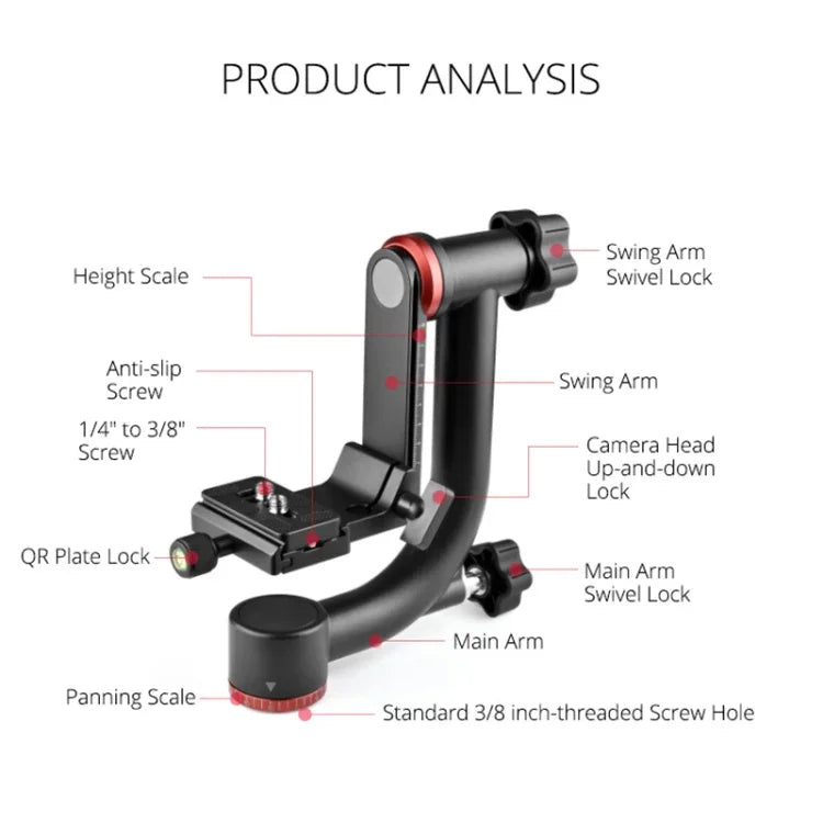 Đầu chân máy gimbal ngang 360 độ YELANGU A201 cho máy ảnh DV và SLR, A201