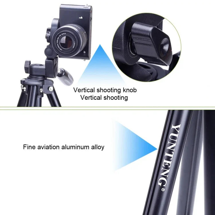 Chân máy gấp 4 đoạn YUNTENG VCT-680RM hợp kim nhôm với đầu chân máy ba chiều cho DSLR & máy ảnh kỹ thuật số, Chiều cao điều chỉnh: 46-138cm