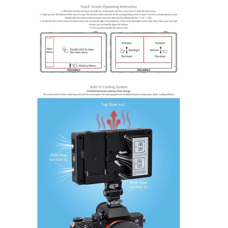 Màn Hình Trường DSLR Cảm Ứng FEELWORLD LUT5 5.5 inch Độ Sáng Siêu Cao 3000nit, LUT5