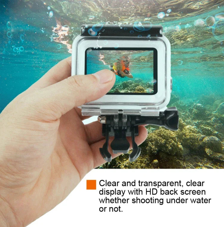 Vỏ bảo vệ chống nước 45m + Ốp lưng cảm ứng cho GoPro HERO MỚI /HERO6 /5, kèm khóa gắn cơ bản & ốc vít, không cần tháo ống kính, Màn hình cảm ứng (Trong suốt)