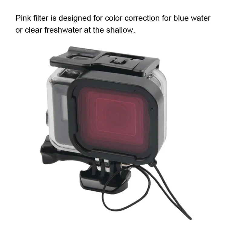 Vỏ bảo vệ chống nước 45m + Ốp lưng cảm ứng cho GoPro HERO MỚI /HERO6 /5, kèm khóa gắn cơ bản & ốc vít & bộ lọc (Tím, Đỏ, Hồng), không cần tháo ống kính, Màn hình cảm ứng + Bộ lọc (Trong suốt)