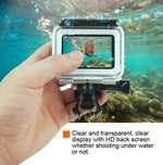 Vỏ bảo vệ chống nước 45m + Ốp lưng cảm ứng cho GoPro HERO MỚI /HERO6 /5, kèm khóa gắn cơ bản & ốc vít & bộ lọc (Tím, Đỏ, Hồng), không cần tháo ống kính, Màn hình cảm ứng + Bộ lọc (Trong suốt)