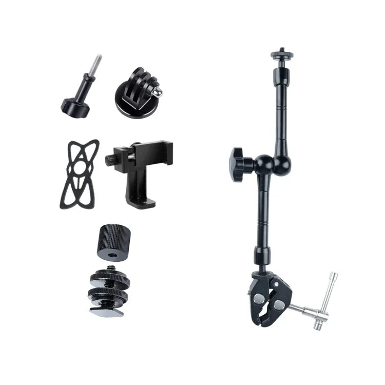 Cần Ma Thuật Khớp Ma Sát Điều Chỉnh 11 inch + Kẹp Móng Vuốt Lớn với Kẹp Điện Thoại, Cần Ma Thuật 11 inch + Kẹp Móng Vuốt với Kẹp Điện Thoại