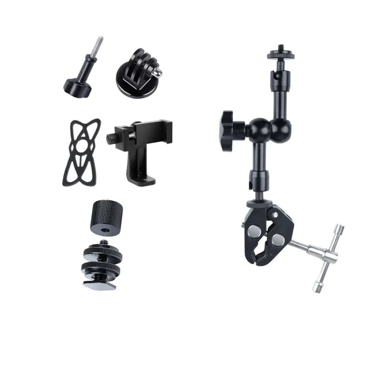 Cần Ma Thuật Khớp Ma Sát Điều Chỉnh 7 inch + Kẹp Móng Vuốt Lớn với Kẹp Điện Thoại, Cần Ma Thuật 7 inch + Kẹp Móng Vuốt với Kẹp Điện Thoại