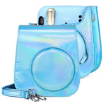 Túi Máy Ảnh Da Màu Aurora Toàn Thân Có Dây Đeo Vai Cho FUJIFILM Instax mini 11, Màu Xanh