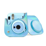 Túi Máy Ảnh Da Màu Aurora Toàn Thân Có Dây Đeo Vai Cho FUJIFILM Instax mini 11, Màu Xanh
