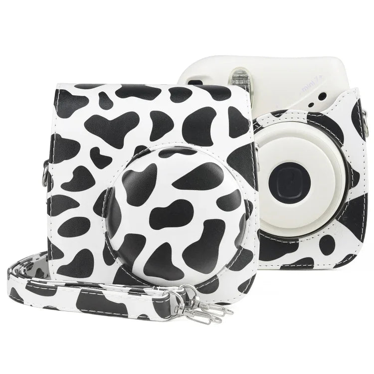 Túi Ốp Da PU Hình Bò Sữa Bao Toàn Thân Máy Ảnh Có Dây Đeo cho FUJIFILM instax mini 7+, Hình Bò Sữa