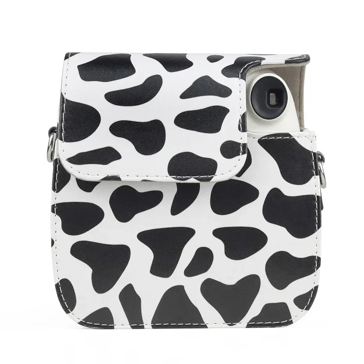 Túi Ốp Da PU Hình Bò Sữa Bao Toàn Thân Máy Ảnh Có Dây Đeo cho FUJIFILM instax mini 7+, Hình Bò Sữa