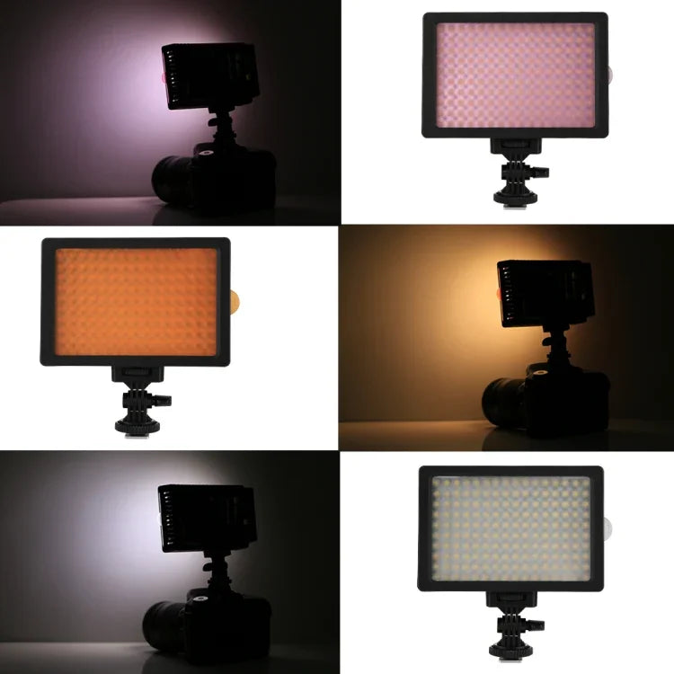 Đèn LED Chiếu Sáng Video Ánh Sáng Trắng HD-160 Gắn Trên Máy Ảnh Cho Canon, Nikon, Máy Ảnh DSLR với 3 Tấm Lọc, HD-160