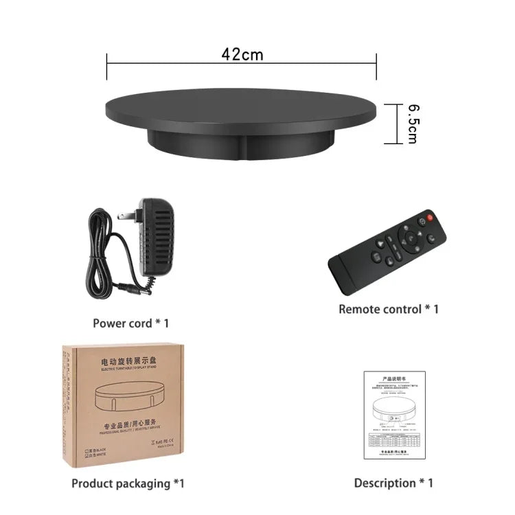 Đế Quay Hiển Thị Quay Video Điện 42cm, Tải Trọng: 100kg, Nguồn Cắm, Phích Cắm UK, 42cm, Phích Cắm UK