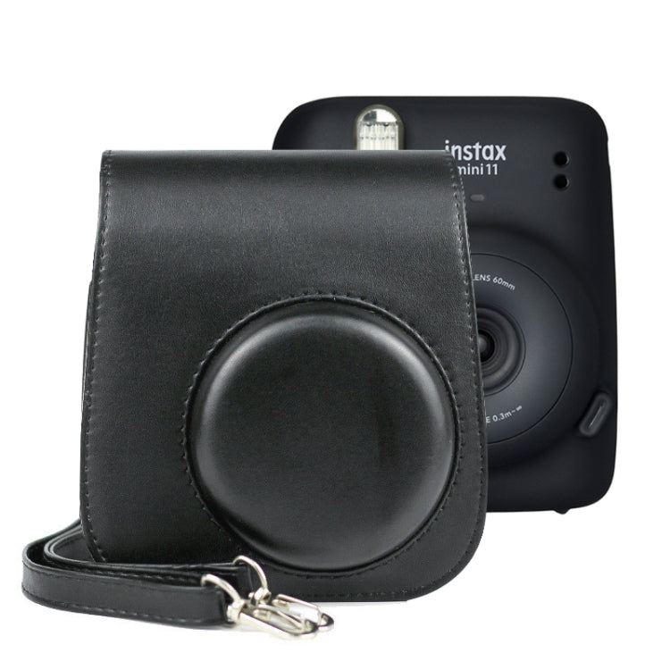 Túi đựng máy ảnh da màu trơn toàn thân có dây đeo cho FUJIFILM Instax mini 11