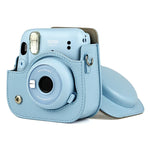 Túi đựng máy ảnh da màu trơn toàn thân có dây đeo cho FUJIFILM Instax mini 11