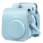 Túi đựng máy ảnh da màu trơn toàn thân có dây đeo cho FUJIFILM Instax mini 11