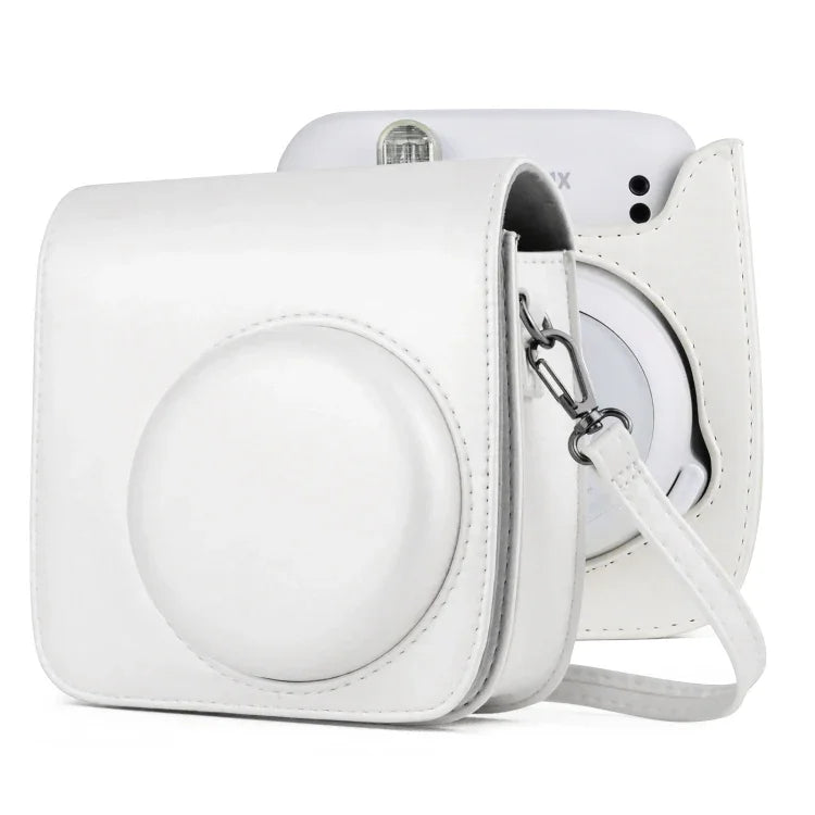 Túi đựng máy ảnh da màu trơn toàn thân có dây đeo cho FUJIFILM Instax mini 11