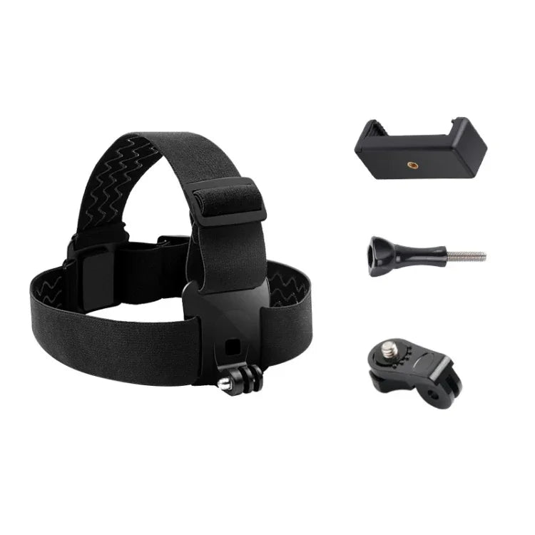 Dây đeo đầu co giãn có kẹp điện thoại & ốc vít & adapter kiểu S cho GoPro HERO10 Black / HERO9 Black /8 /7 /6 /5, Xiaoyi và các máy quay hành động khác, điện thoại thông minh