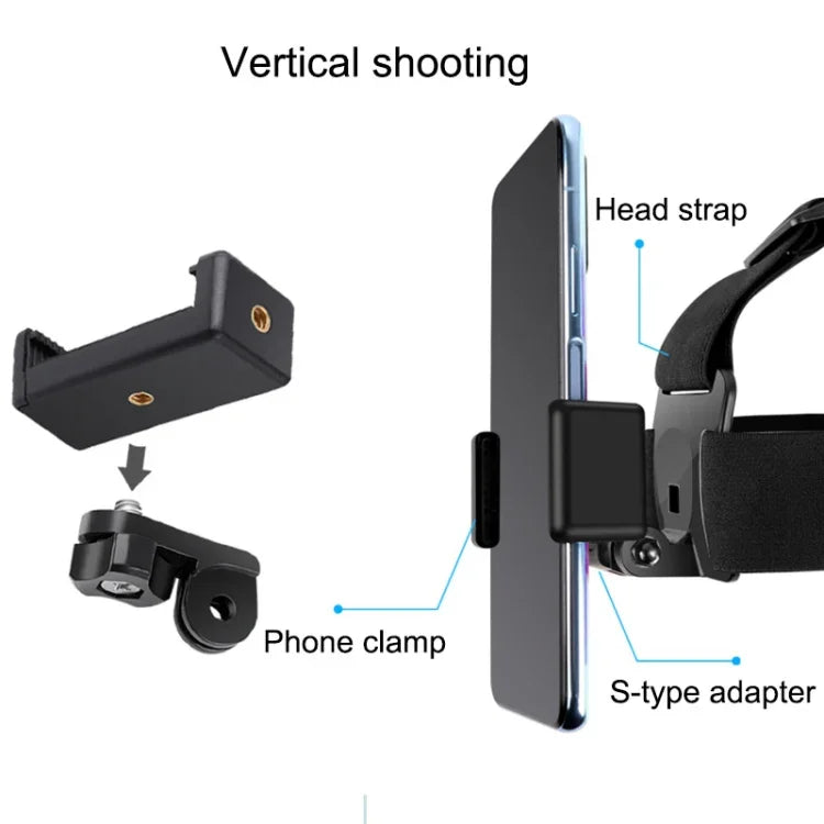 Dây đeo đầu co giãn có kẹp điện thoại & ốc vít & adapter kiểu S cho GoPro HERO10 Black / HERO9 Black /8 /7 /6 /5, Xiaoyi và các máy quay hành động khác, điện thoại thông minh