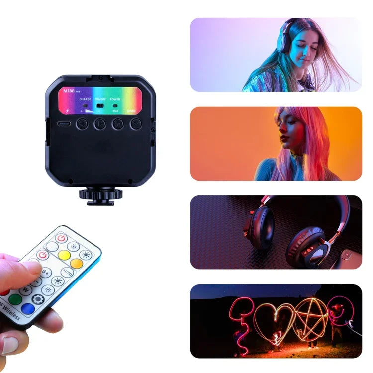 Đèn chiếu sáng làm đẹp đầy đủ màu sắc MJ88 Pocket 3000-7000K+RGB cầm tay cho nhiếp ảnh và streamer, đèn LED có điều khiển từ xa, MJ88
