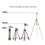 Chân máy gập 4 đoạn hợp kim nhôm 130cm với đầu ba chiều, L-3130 Bạc, L-3130 Đen, L-3130 Vàng Champagne