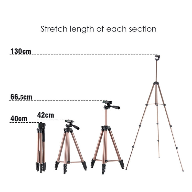 Chân máy gập 4 đoạn hợp kim nhôm 130cm với đầu ba chiều, L-3130 Bạc, L-3130 Đen, L-3130 Vàng Champagne