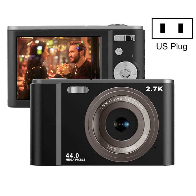 Máy ảnh kỹ thuật số DC302 2.88 inch 44MP 16X Zoom 2.7K Full HD cho trẻ em, phích cắm US, DC302, phích cắm US