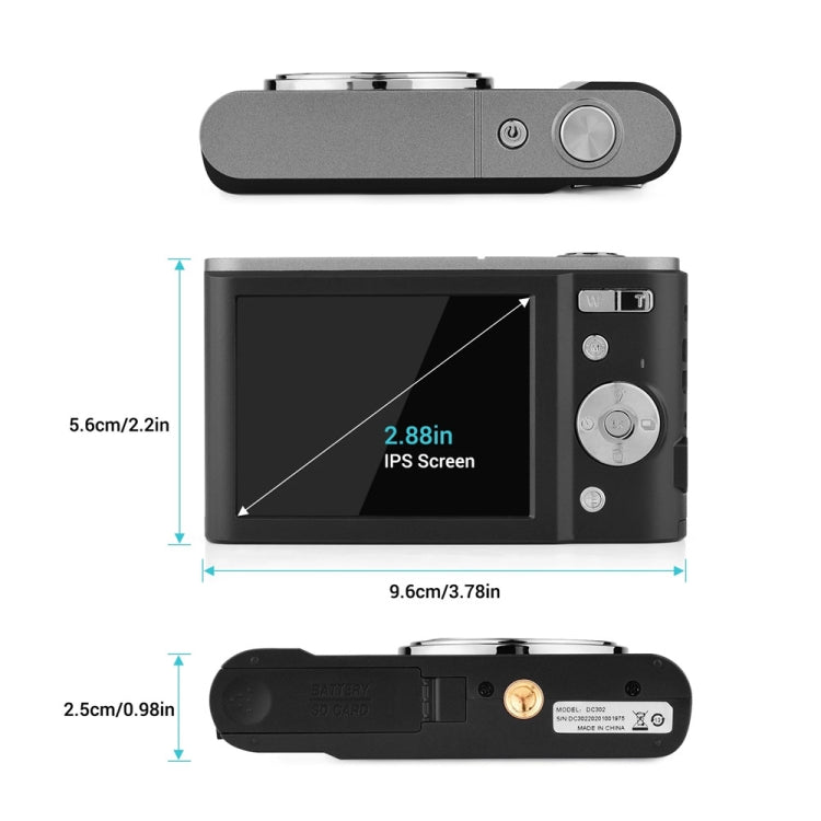 Máy ảnh kỹ thuật số DC302 2.88 inch 44MP 16X Zoom 2.7K Full HD cho trẻ em, phích cắm US, DC302, phích cắm US