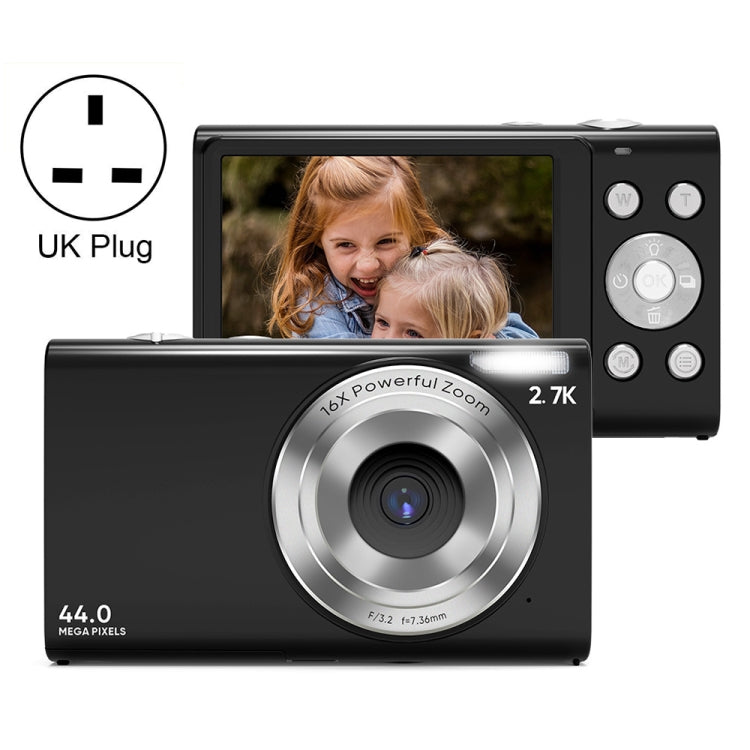 Máy ảnh kỹ thuật số DC402 2.4 inch 44MP 16X Zoom 2.7K Full HD cho trẻ em, phích cắm UK, phích cắm UK