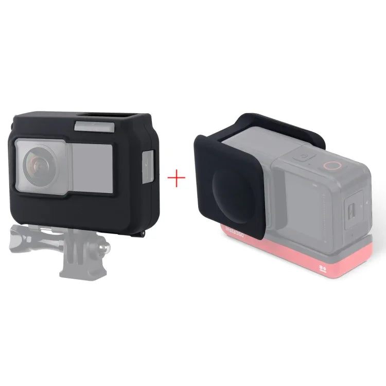 Vỏ bảo vệ silicone chống sốc có khung cho máy ảnh toàn cảnh Insta360 One R kèm nắp che ống kính, Vỏ toàn cảnh + Nắp ống kính