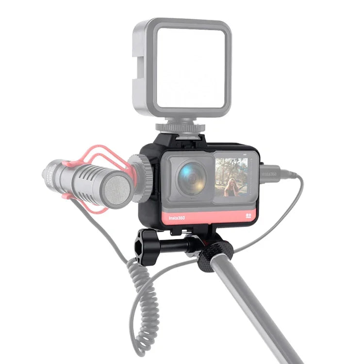 Vỏ bảo vệ khung nhựa kèm đế chân máy & ốc dài & đế giày lạnh cho Insta360 One R, Khung giày lạnh